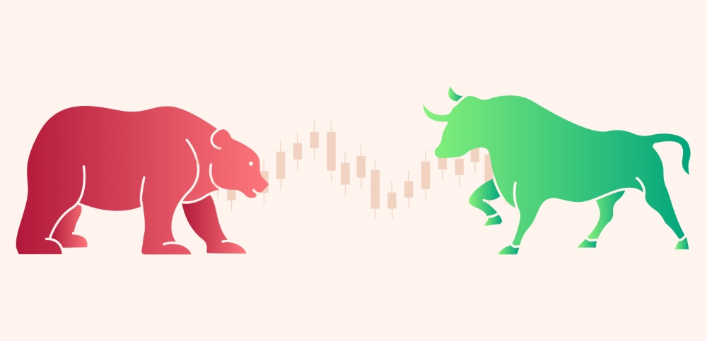 Bären und Bullenmarkt in der Börse